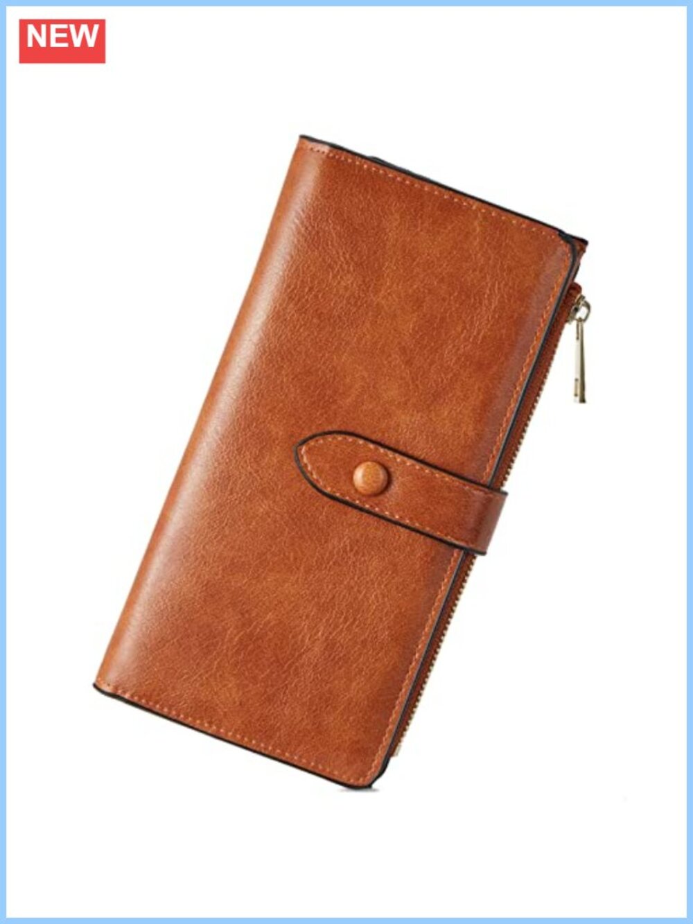 Vegan Leather Large Capacity RFID Wallet Credit Card Holder Snap Bifold
